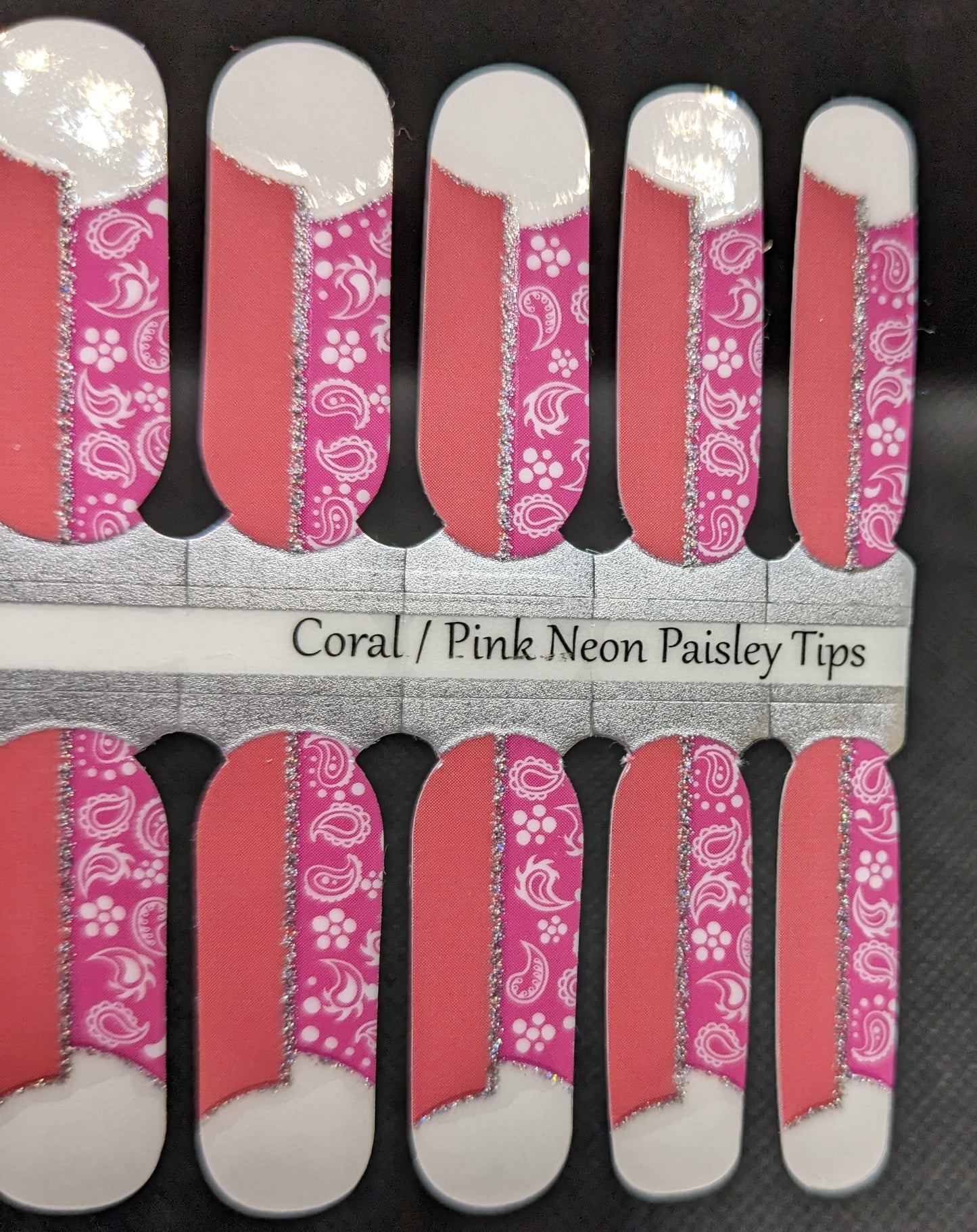 Coral/Pink Neon Paisley Tips