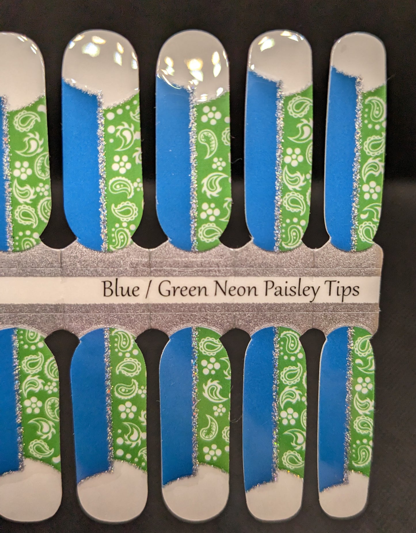 Blue/Green Neon Paisley Tips