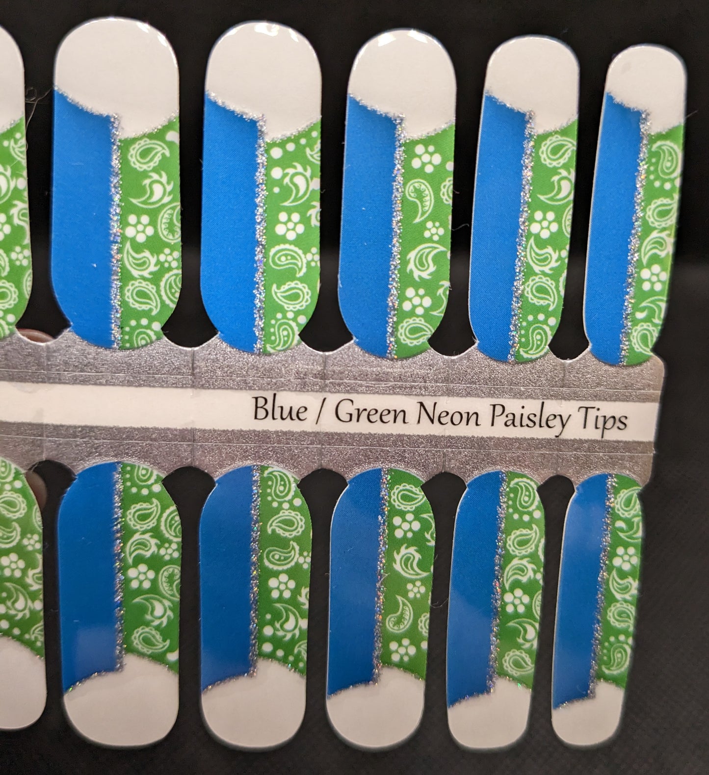 Blue/Green Neon Paisley Tips