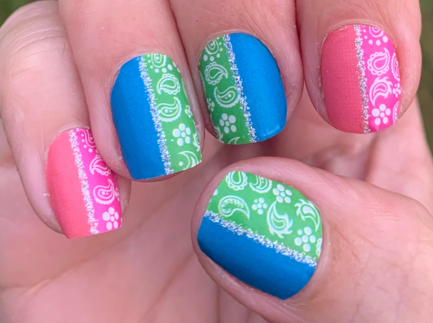 Blue/Green Neon Paisley Tips